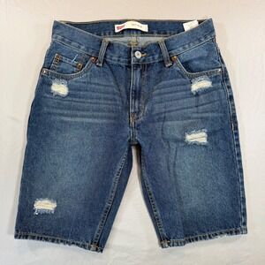 Levis 511 Slim Fit Distressed Denim Shorts Kids Boys Size 16 Reg W28 Medium Wash